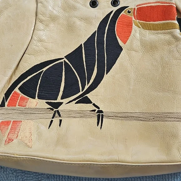 R&Y Augousti Embroidered Toucan Leather Bag - Picture 6 of 6